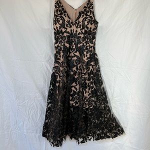 Dress The Population Black/Nude Sequins Cocktail Dress—Size S